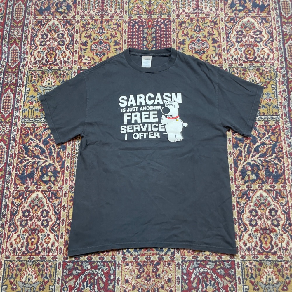 00s Family Guy Brian Griffin Sarcasm‎ Free Service T-Shirt Black Large Delta